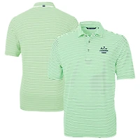 Men's Cutter & Buck Green Notre Dame Fighting Irish  Play Like A Champion Today Virtue Eco Pique Stripe Recycled DryTec Polo