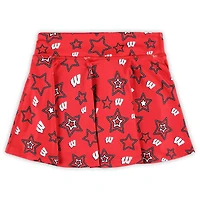 Girls Youth ZooZatz Red Wisconsin Badgers Star Flowy Skort