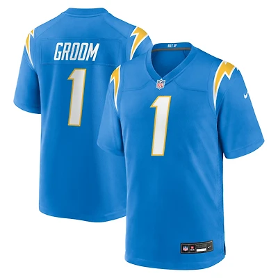 Men's Nike Number 1 Groom Powder Blue Los Angeles Chargers Game Jersey