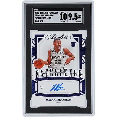 Malaki Branham San Antonio Spurs Autographed 2022-23 Panini Flawless Excellence Blue #ES-MBH #1/8 SGC Authenticated 9.5/10 Rookie Card