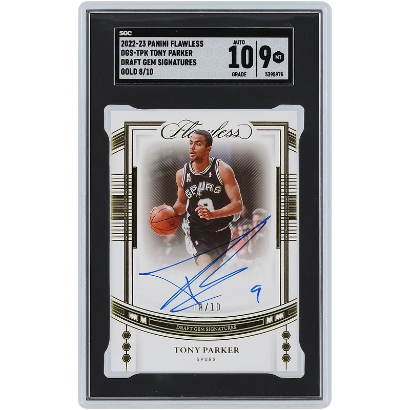 Tony Parker San Antonio Spurs Autographed 2022-23 Panini Flawless Draft Gem #DGS-TPK #8/10 SGC Authenticated 9/10 Card