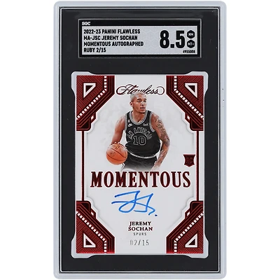 Jeremy Sochan San Antonio Spurs Autographed 2022-23 Panini Flawless Momentous Ruby #MA-JSC #2/15 SGC Authenticated 8.5 Rookie Card