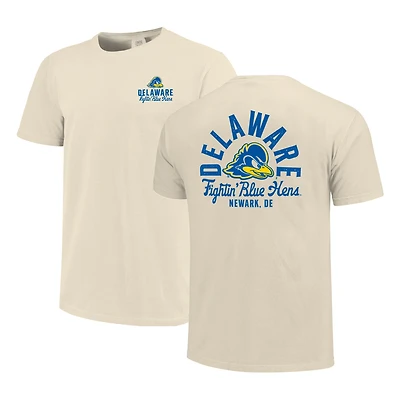 Men's Cream Delaware Fightin' Blue Hens Comfort Colors Mascot Overlay T-Shirt