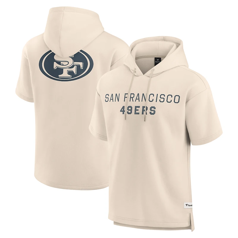 Men's Fanatics Cream San Francisco 49ers Elements Future Ground Lettering Short Sleeve Pullover Hoodie