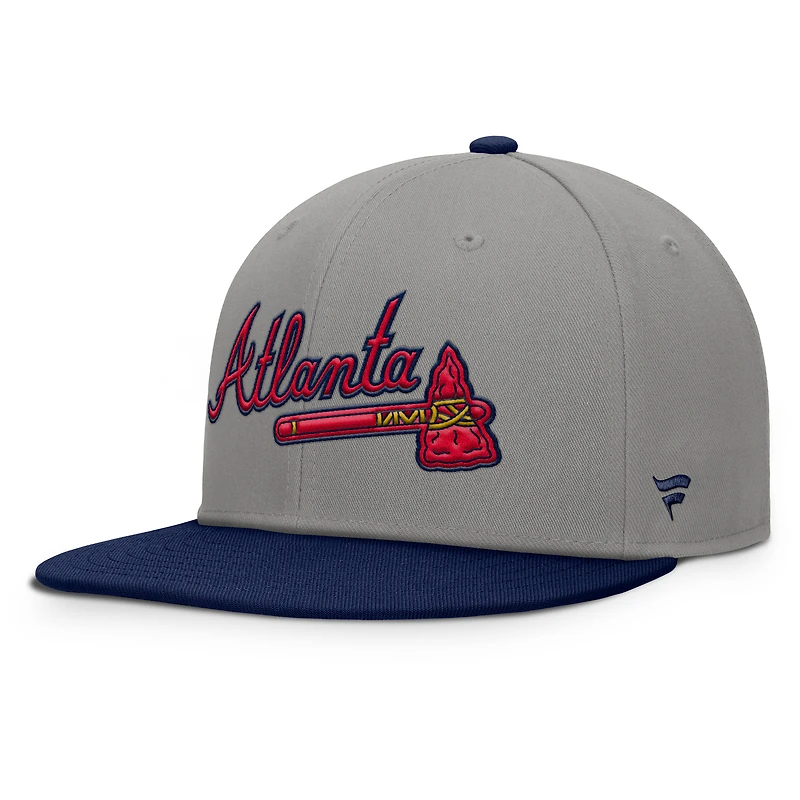 Men's Fanatics Gray/Navy Atlanta Braves Clubhouse Dugout Fitted Hat