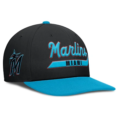 Men's Nike Black/Blue Miami Marlins Pro Performance Snapback Hat