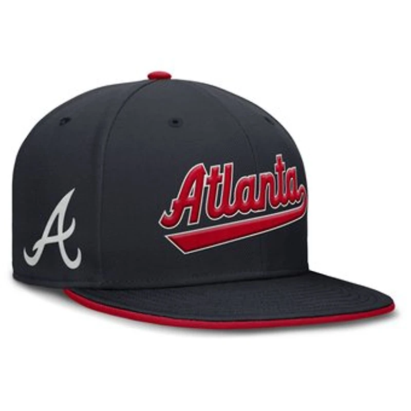 Men's Nike Navy Atlanta Braves Primetime Dri-FIT Round Bill True Fitted Hat