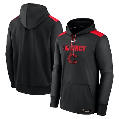 Men's Nike  Black Cincinnati Reds Authentic Collection City Connect Therma Pullover Hoodie