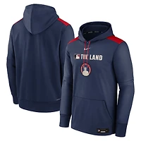 Men's Nike  Navy Cleveland Guardians Authentic Collection City Connect Therma Pullover Hoodie