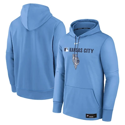 Men's Nike Light Blue Kansas City Royals Authentic Collection City Connect Therma Pullover Hoodie