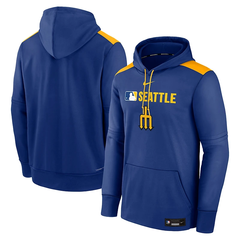 Men's Nike  Royal Seattle Mariners Authentic Collection City Connect Therma Pullover Hoodie