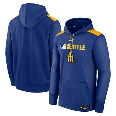 Men's Nike  Royal Seattle Mariners Authentic Collection City Connect Therma Pullover Hoodie