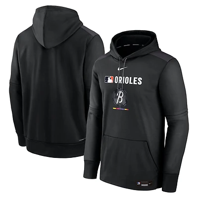 Men's Nike  Black Baltimore Orioles Authentic Collection City Connect Therma Pullover Hoodie