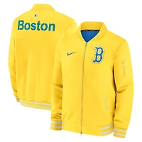 Men's Nike  Gold Boston Red Sox Authentic Collection City Connect Full-Zip Bomber Jacket
