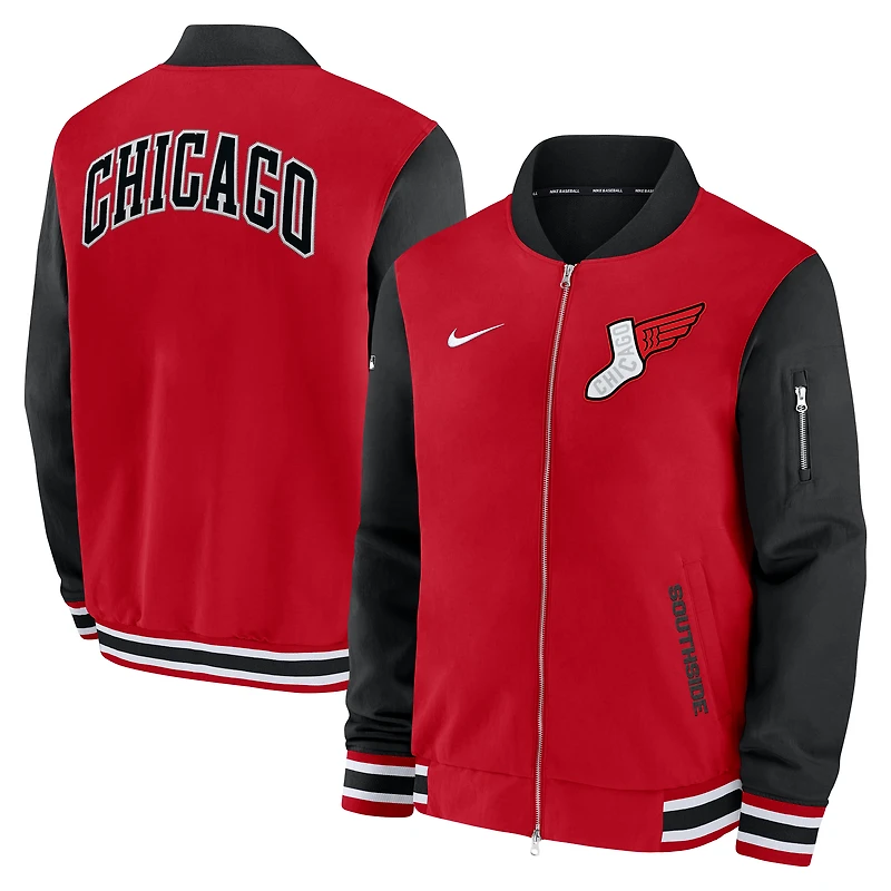 Men's Nike Red/Black Chicago White Sox 2025 City Connect Authentic Collection Full-Zip Bomber Jacket