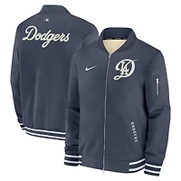 Men's Nike  Navy Los Angeles Dodgers Authentic Collection City Connect Full-Zip Bomber Jacket