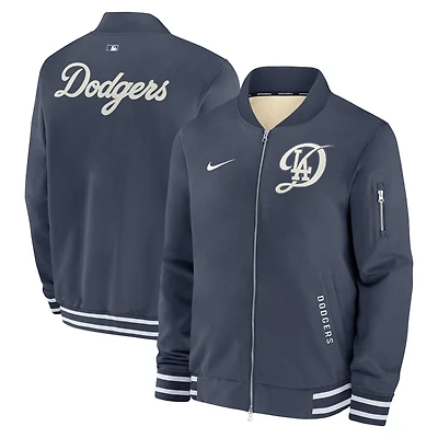 Men's Nike  Navy Los Angeles Dodgers Authentic Collection City Connect Full-Zip Bomber Jacket