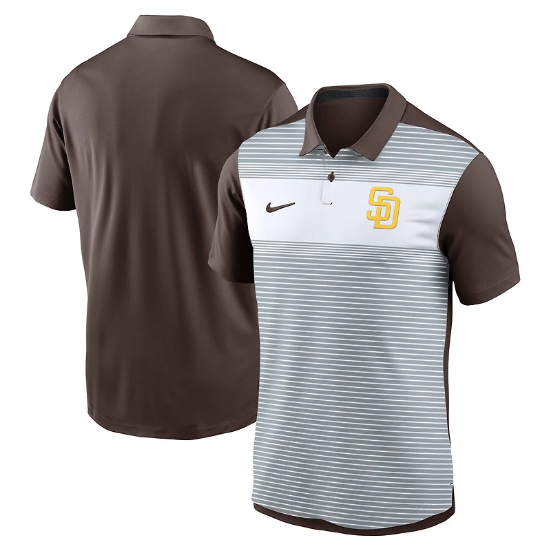 Men's Nike White/Brown San Diego Padres Vapor Striped Dri-FIT Polo