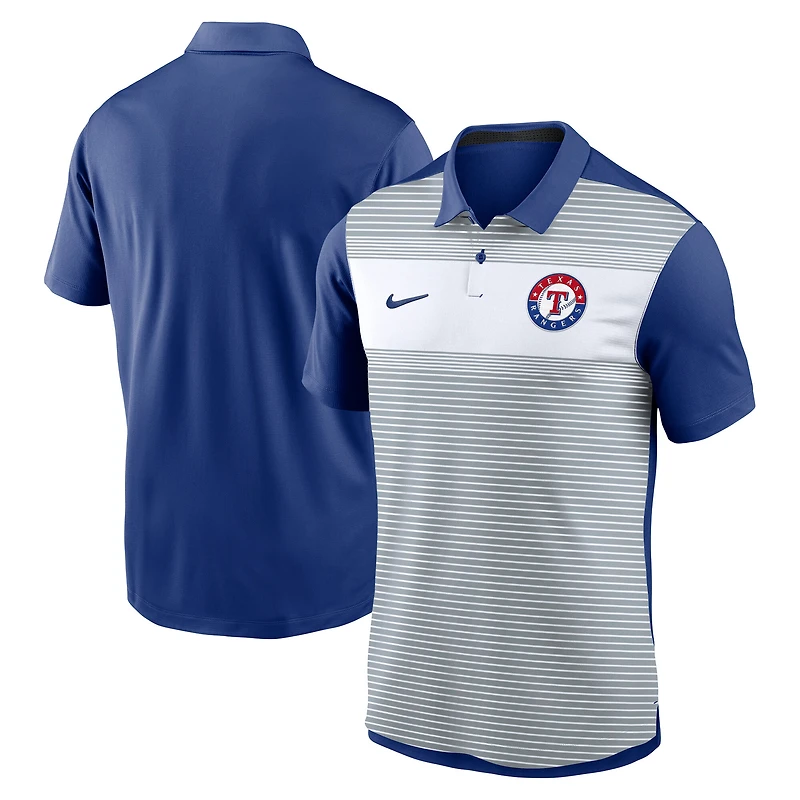 Men's Nike White/Royal Texas Rangers Vapor Striped Dri-FIT Polo