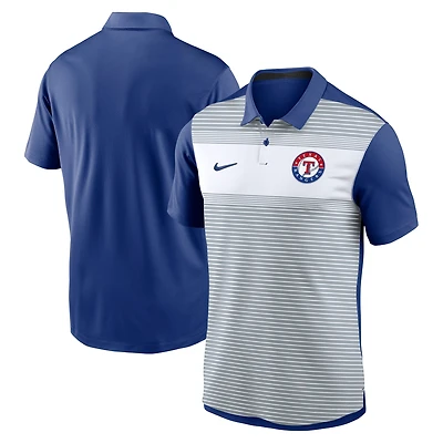 Men's Nike White/Royal Texas Rangers Vapor Striped Dri-FIT Polo