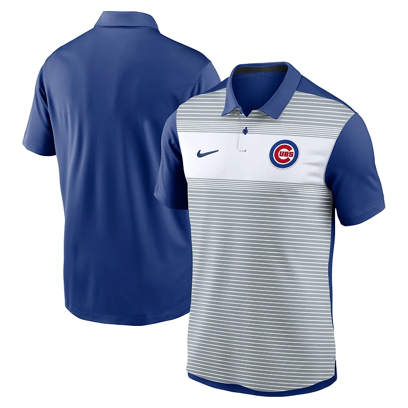 Men's Nike White/Royal Chicago Cubs Vapor Striped Dri-FIT Polo