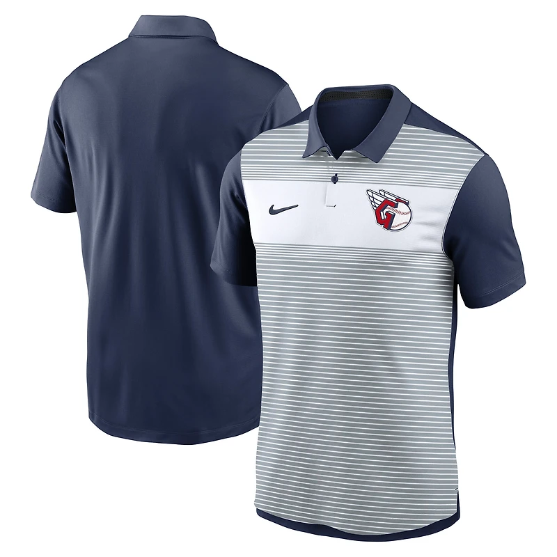 Men's Nike White/Navy Cleveland Guardians Vapor Striped Dri-FIT Polo