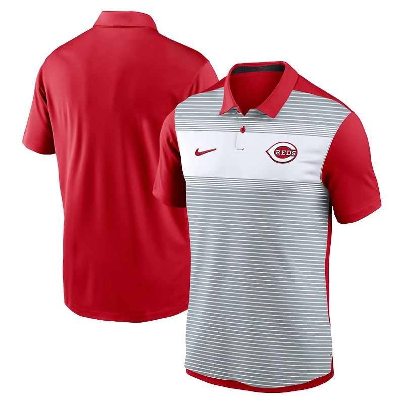 Men's Nike White/Red Cincinnati Reds Vapor Striped Dri-FIT Polo
