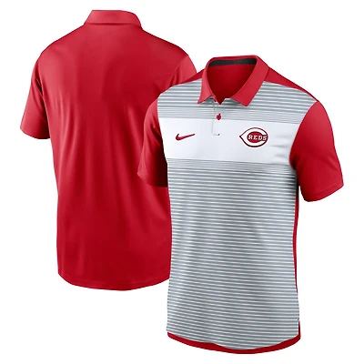 Men's Nike White/Red Cincinnati Reds Vapor Striped Dri-FIT Polo