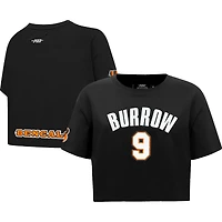 Women's Pro Standard Joe Burrow Black Cincinnati Bengals Player Name & Number Cropped Boxy T-Shirt