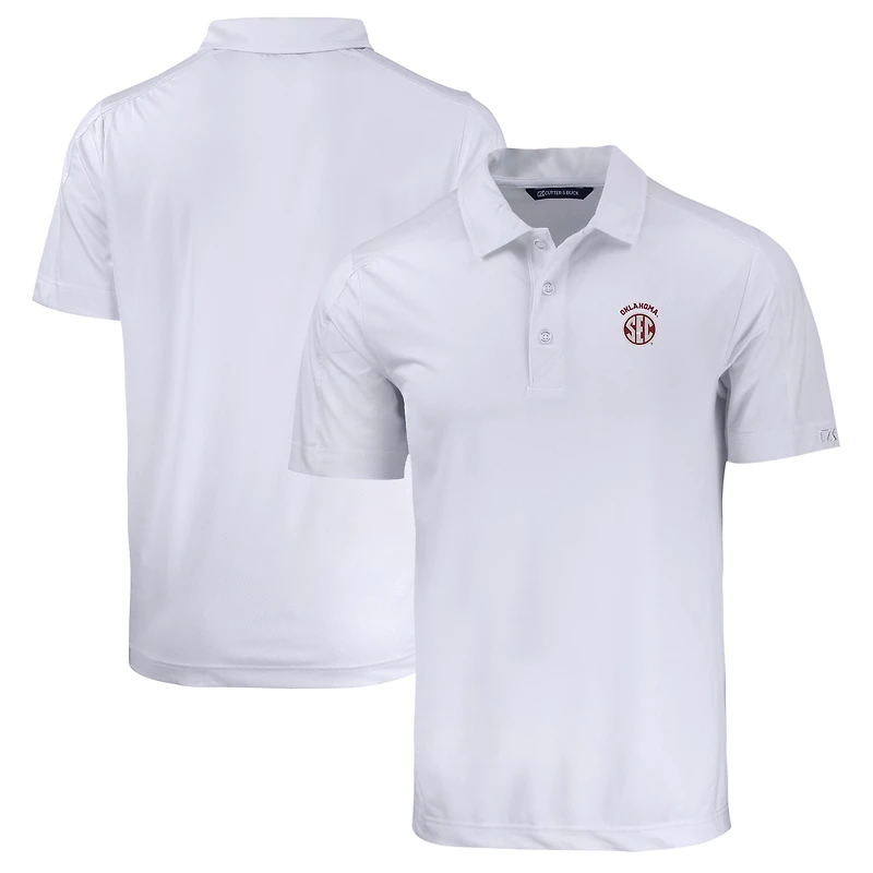 Men's Cutter & Buck White Oklahoma Sooners SEC Prospect Eco Textured Stretch Recycled Polo