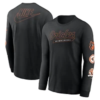 Men's Nike Black Baltimore Orioles Cooperstown Collection Knockout Long Sleeve T-Shirt