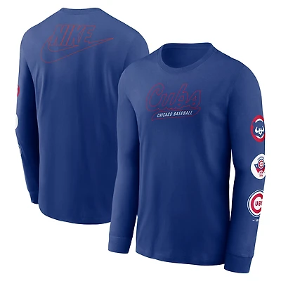 Men's Nike Royal Chicago Cubs Cooperstown Collection Knockout Long Sleeve T-Shirt
