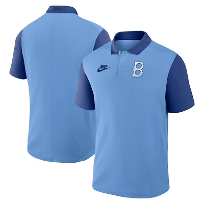 Men's Nike Light Blue/Royal Brooklyn Dodgers Cooperstown Collection Color-Block Victory Dri-FIT Polo