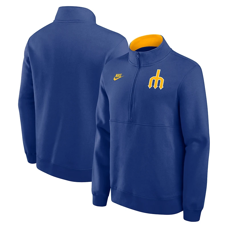 Men's Nike Royal Seattle Mariners Cooperstown Collection Fleece Half-Zip Pullover