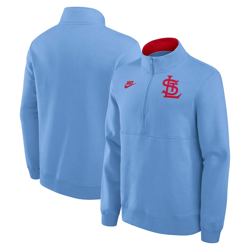 Men's Nike Light Blue St. Louis Cardinals Cooperstown Collection Fleece Half-Zip Pullover