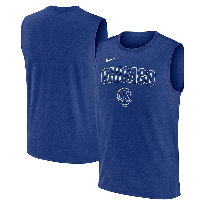Men's Nike Royal Chicago Cubs Knockout Dri-FIT Muscle Tank Top