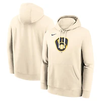 Men's Nike Cream Milwaukee Brewers Logo Club Fleece Hoodie