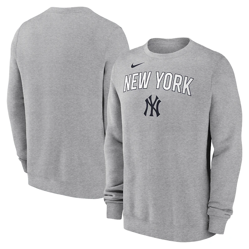 Men's Nike Heather Gray New York Yankees Pullover Sweatshirt