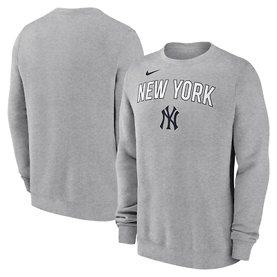 Men's Nike Heather Gray New York Yankees Pullover Sweatshirt