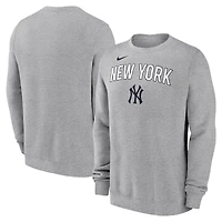 Men's Nike Heather Gray New York Yankees Pullover Sweatshirt