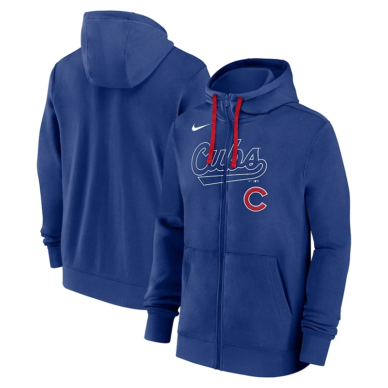 Men's Nike Royal Chicago Cubs Knockout Script Full-Zip Hoodie