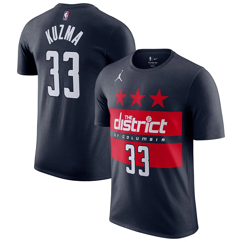 Men's Jordan Brand Kyle Kuzma Navy Washington Wizards Statement Edition Name & Number T-Shirt