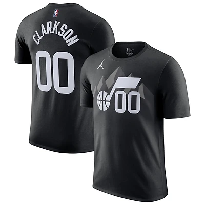 Men's Jordan Brand Clarkson Black Utah Jazz Statement Edition Name & Number T-Shirt