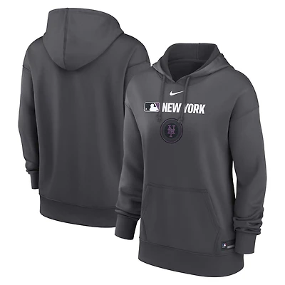 Women's Nike Anthracite New York Mets Authentic Collection City Connect Performance Pullover Hoodie