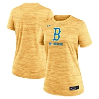 Women's Nike Gold Boston Red Sox Authentic Collection City Connect Velocity Dri-FIT T-Shirt
