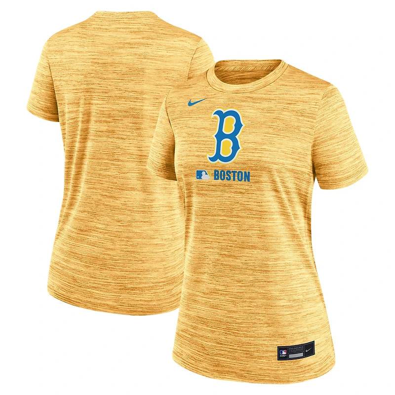 Women's Nike Gold Boston Red Sox Authentic Collection City Connect Velocity Dri-FIT T-Shirt