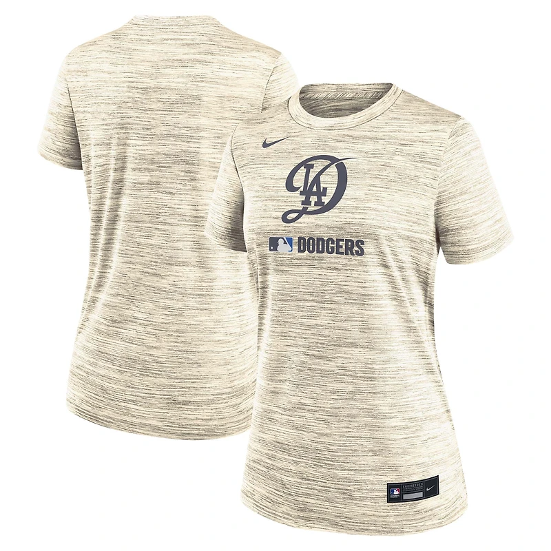 Women's Nike Cream Los Angeles Dodgers Authentic Collection City Connect Velocity Dri-FIT T-Shirt