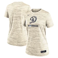 Women's Nike Cream Los Angeles Dodgers Authentic Collection City Connect Velocity Dri-FIT T-Shirt