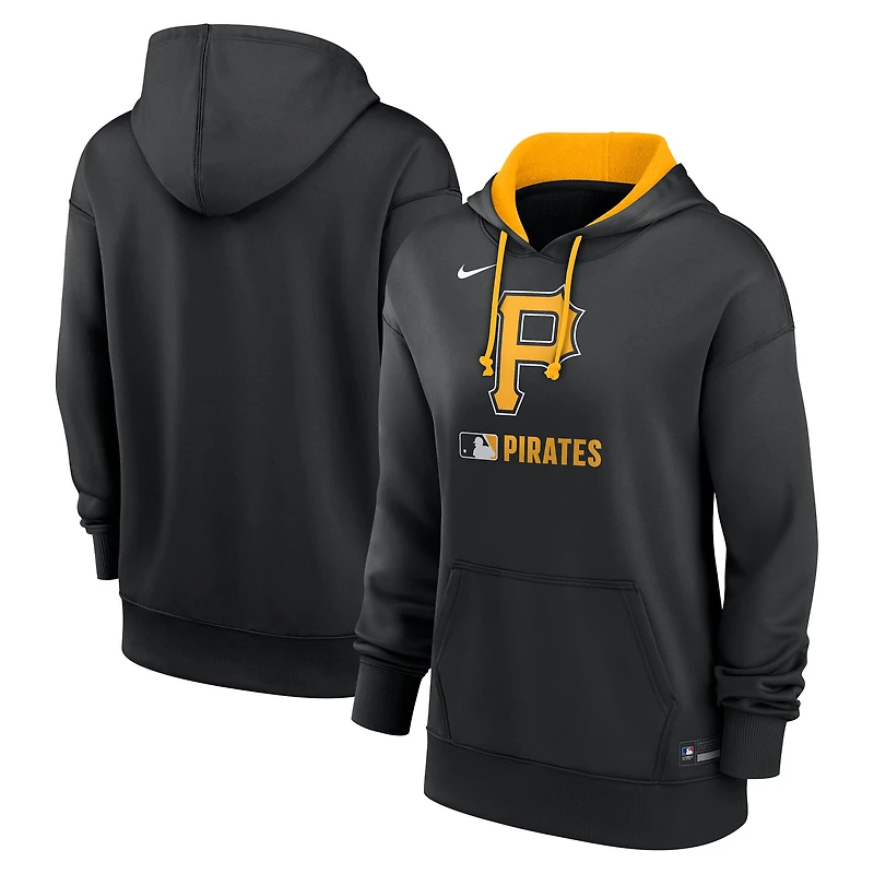 Women's Nike Black Pittsburgh Pirates Authentic Collection Therma Hoodie