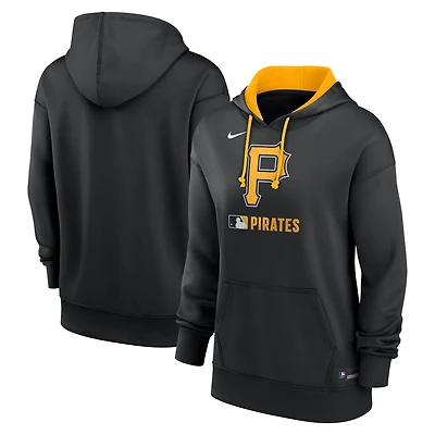 Women's Nike Black Pittsburgh Pirates Authentic Collection Therma Hoodie
